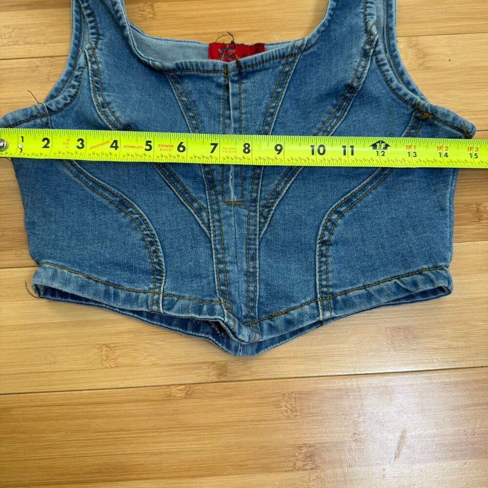 Y2K Roma Studio by Rosee Denim Corset Crop Top Juniors XL Bustier - Picture 6 of 8
